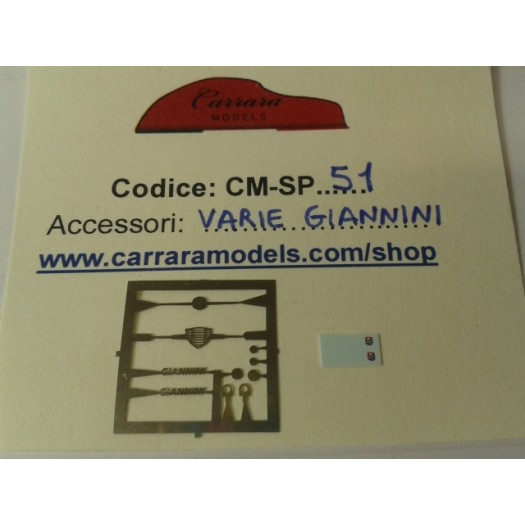 CM-SP51 set Mascherina tipo fiat 500 e giannini in fotoincisione scritta + griglia + decals - scala 1:43